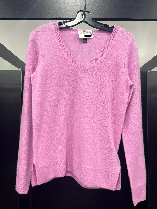 Leather-look women's sweaterSweater Cashmere By Saks Fifth Avenue In Pink, Size: S