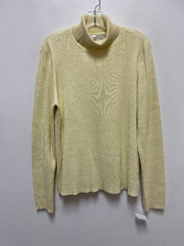 Leather-look women's sweaterSweater By Orvis In Yellow, Size: Xl