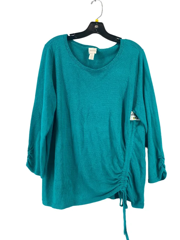 High-low hem women's sweaterSweater By Chicos In Teal, Size: 3