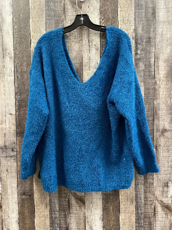 Peter Pan collar women's sweaterSweater By Almost Famous In Blue, Size: 2x