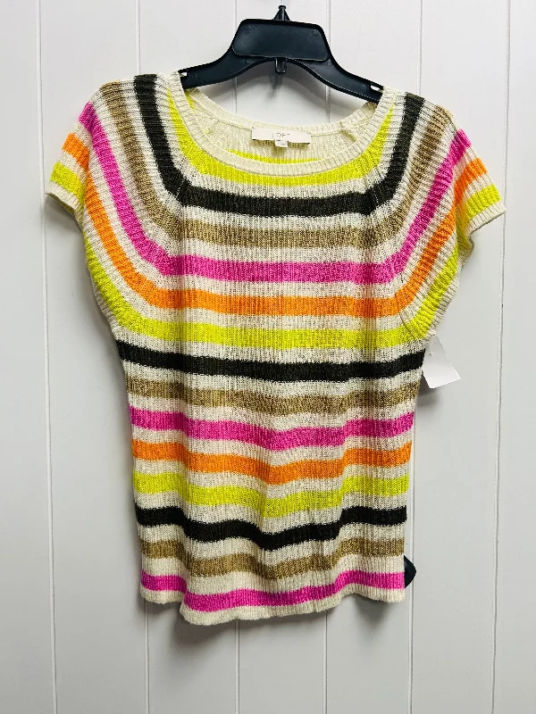 Peter Pan collar women's sweaterSweater Short Sleeve By Loft In Multi-colored, Size: S