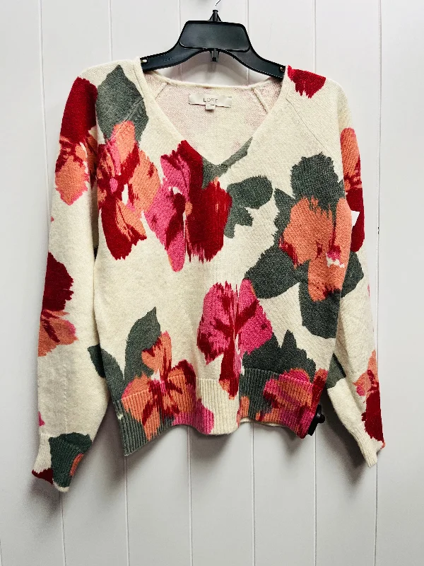 Floral print women's sweaterSweater By Loft In Green & Red, Size: S