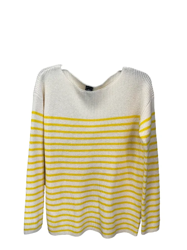 Casual women's sweaterSweater By Gap In White & Yellow, Size: L