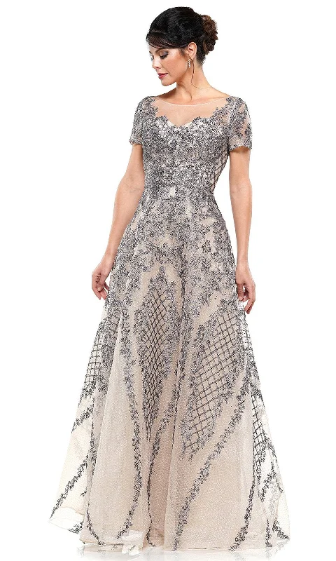 Evening women's dressesRina Di Montella - RD2669 Short Sleeve Embellished Bateau Gown