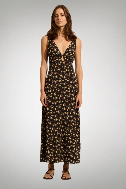 Patterned dresses for womenAUGUSTE THE LABEL Womens Iona Midi Dress - Black Eloise Ditsy Floral