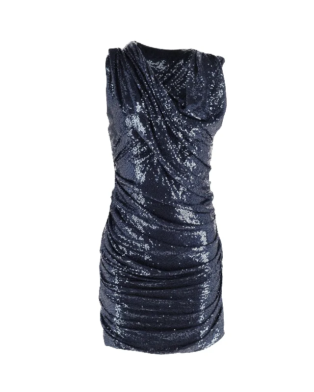 Smock dresses for womenAlexander Wang Draped Sequin Mini Cocktail Dress in Blue Nylon