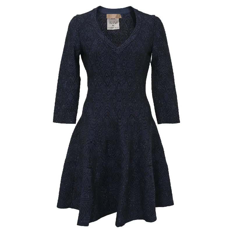 Spring dresses for blossoming stylesAlaïa Mini Knitted V-Neck Dress in Navy Blue Viscose