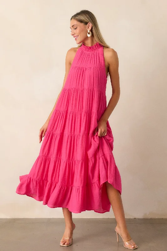 Loose-fitting dresses for womenTake Me Dancing Hot Pink Maxi Dress