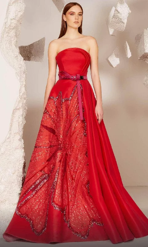 Glamour dresses for red carpet appearancesMNM Couture E0013 - Straight Across A-Line Evening Gown