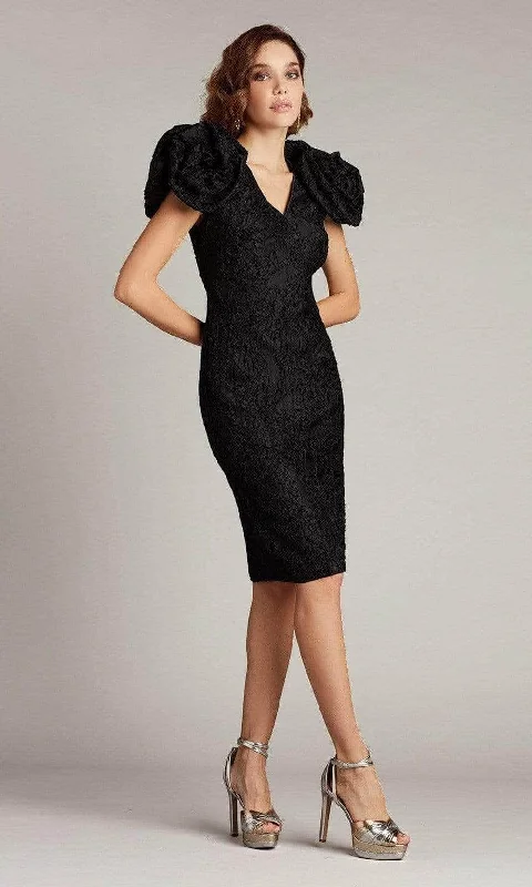 Layering dresses for versatile stylingTadashi Shoji - Rosette Sleeve Cocktail Dress BSW21039M - 1 pc Black In Size 6 Available