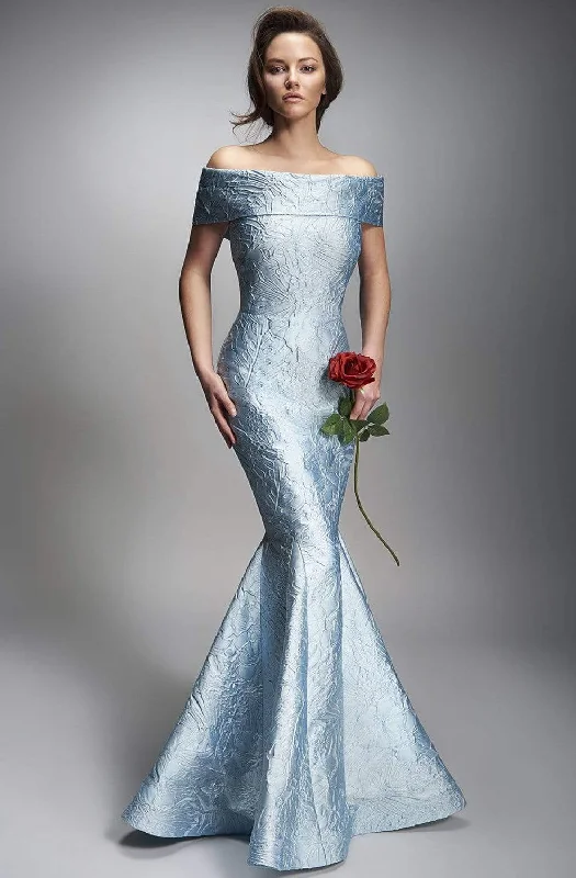 Sweetheart neckline dresses for womenNicole Bakti - 6876 Long Off Shoulder Textured Mermaid Gown