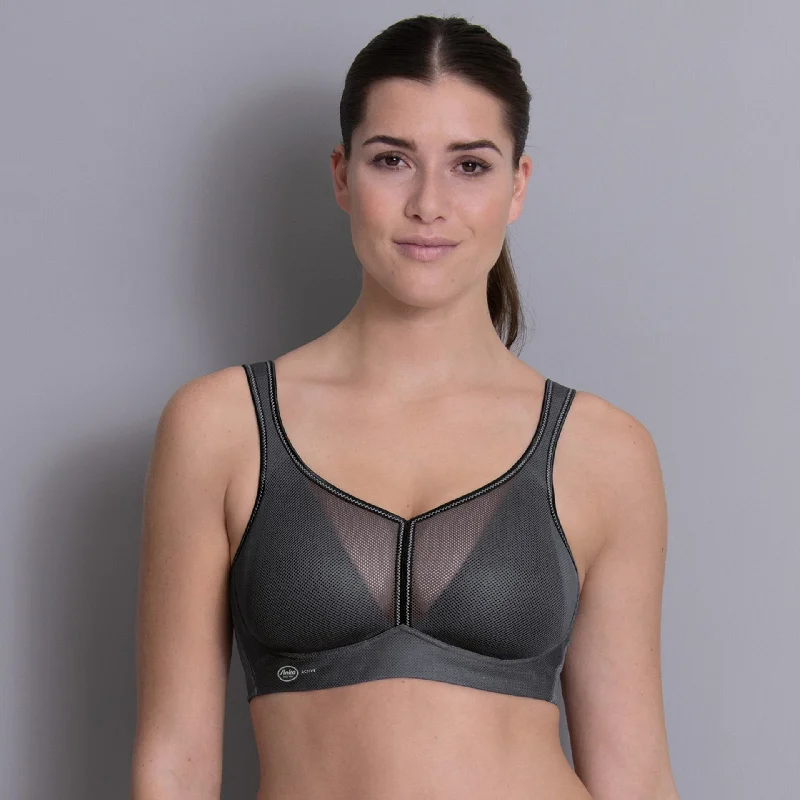 satin lingerie with lace edgesAnita Air Control Sports Bra in Anthracite (#5544)