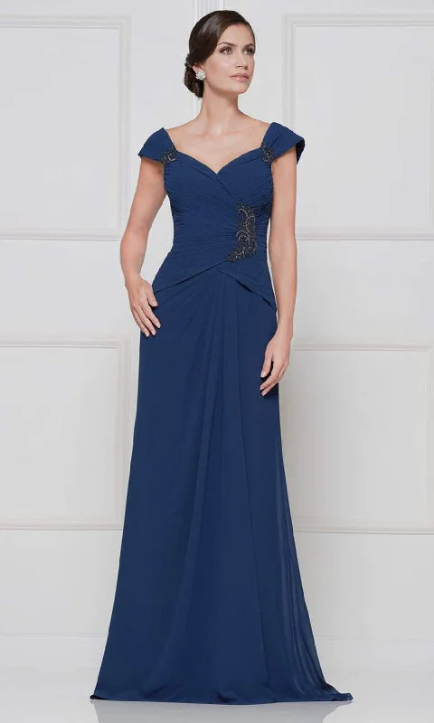 Sleeveless dresses for womenRina Di Montella - RD2633 Cap Sleeves Ruched Evening Gown