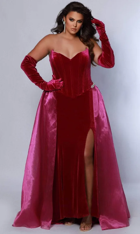 Synthetic dresses for budget-friendly optionsSydney's Closet JK2418 - Corset Velvet Strapless Evening Dress