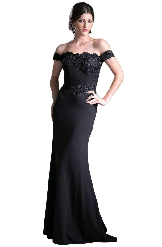 Sustainable dresses for eco-conscious womenCinderella Divine - CF158 Stretch Crepe Satin Off Shoulder Gown