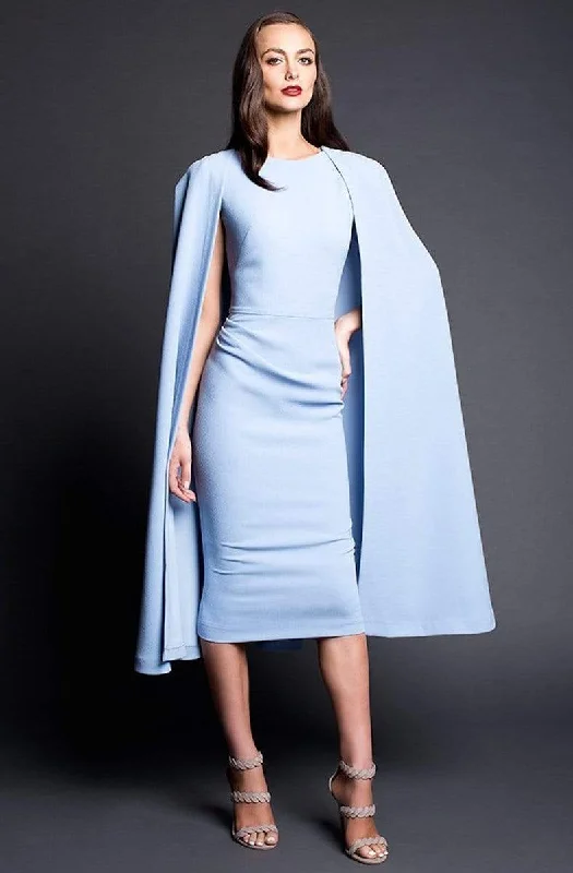 Velvet dresses for womenNicole Bakti - 659 Cape Sleeve Knee Length Sheath Dress