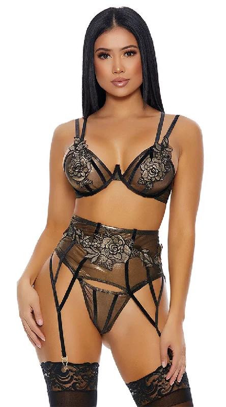 sheer lingerie with lace details on the backAll Bud Myself Bra Set