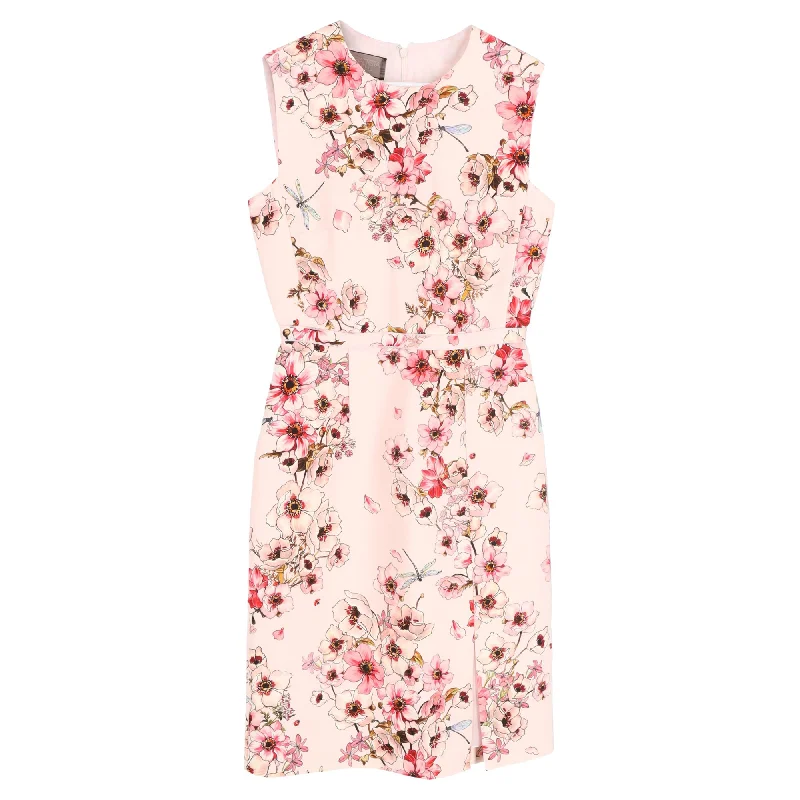 Leather dresses for womenGiambattista Valli Mini Floral with Side Slit Shift Dress in Pink Silk