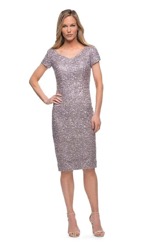 Party dresses for womenLa Femme - 29809 Textured Fabric Midi Dress