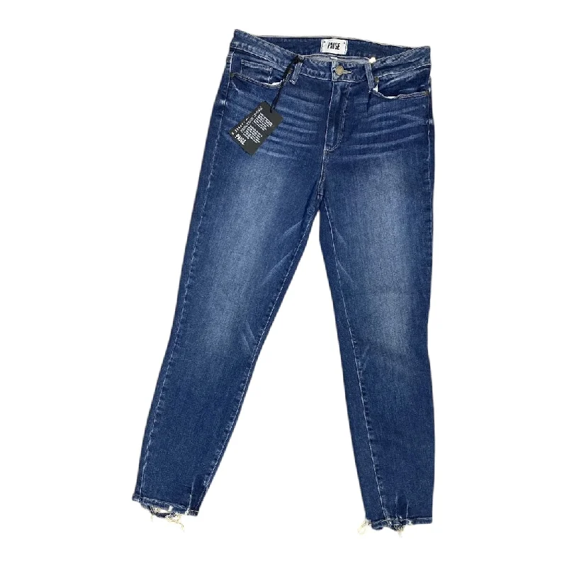 Dark denim jeans with subtle cat-eye fadesJeans Skinny By Paige In Blue Denim, Size: 10