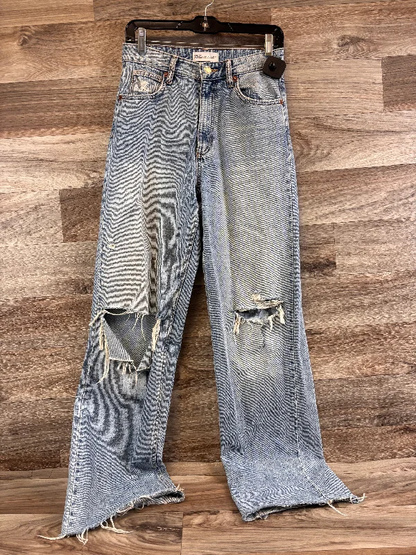 High-slit jeans for a bold and trendy lookJeans Wide Leg By Zara In Blue Denim, Size: 4