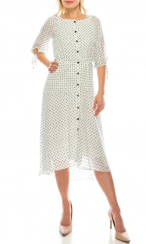 Short and sweet dresses for womenMaison Tara - 95043M Tea Length Polkadot Button Down Dress