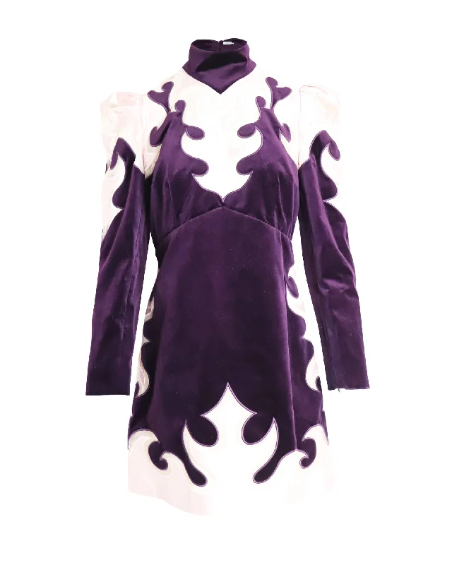 Cotton dresses for everyday wearZimmermann Ladybeetle Mystic Embroidered Mini Dress in Purple Cotton