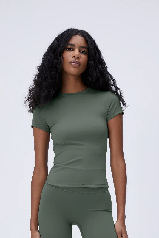 bodycon lingerie dressesUltimate Short Sleeve Longline Top - Khaki Green