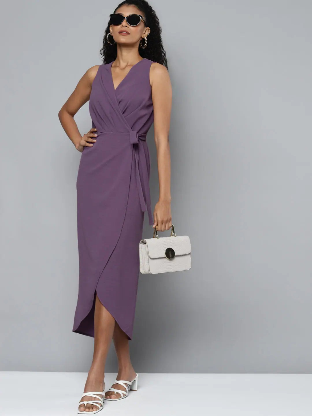 Plus-size dresses for womenLavender Wrap Midi Dress