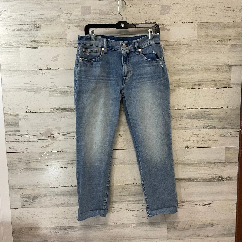 Jeans with a distressed and bleached finish combined with embroidery for a bold and trendy lookJeans Boyfriend By Gap In Blue Denim, Size: 6