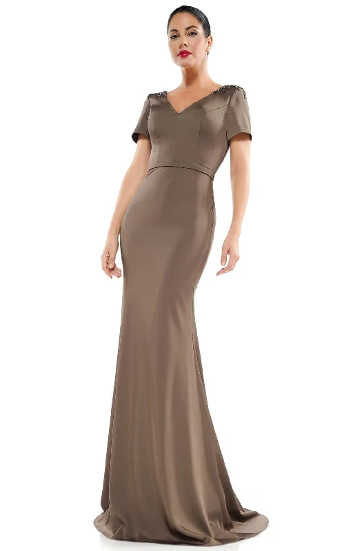 One-shoulder dresses for womenMarsoni by Colors - M284 Short Sleeves V-Back Trumpet Gown