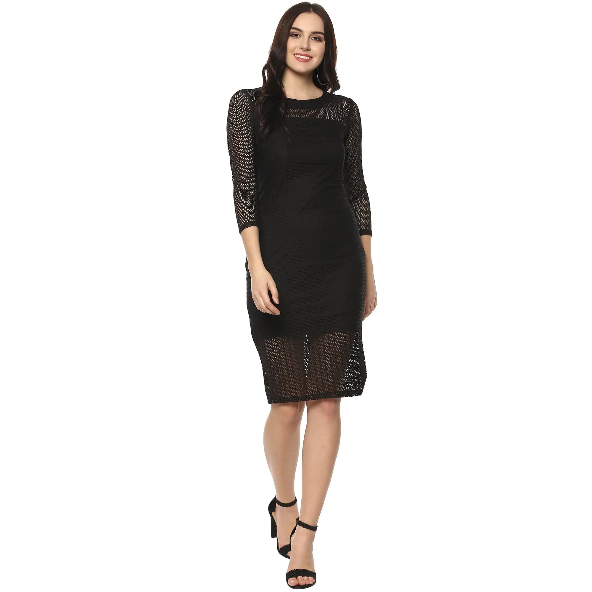 Bell sleeve dresses for womenSheer Net Midi Dress