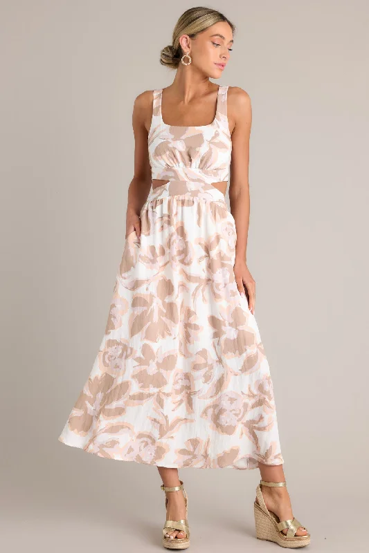 Limited edition dresses for collectorsRadiant Day White Floral Cutout Maxi Dress