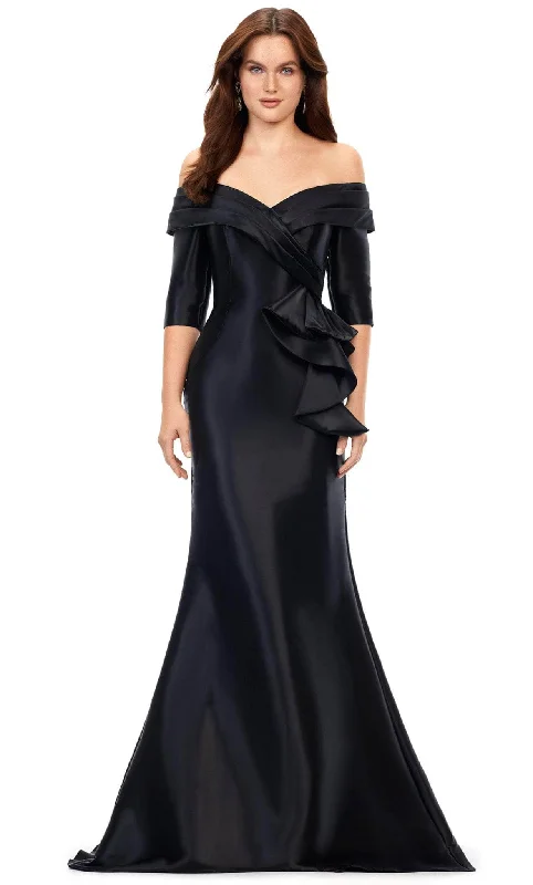 Women's casual dressesAshley Lauren 11324 - Pleated Off Shoulder Evening Gown