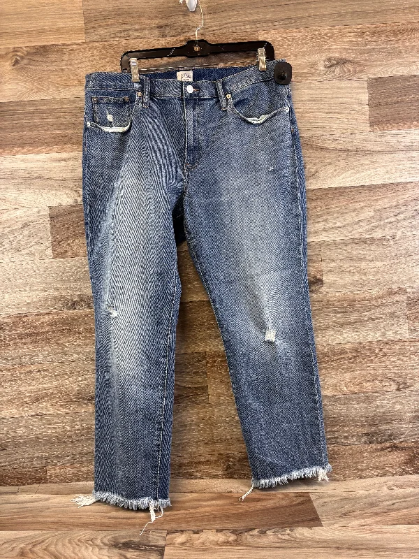 Jeans with distressing at the thighsJeans Straight By J. Crew In Blue Denim, Size: 10