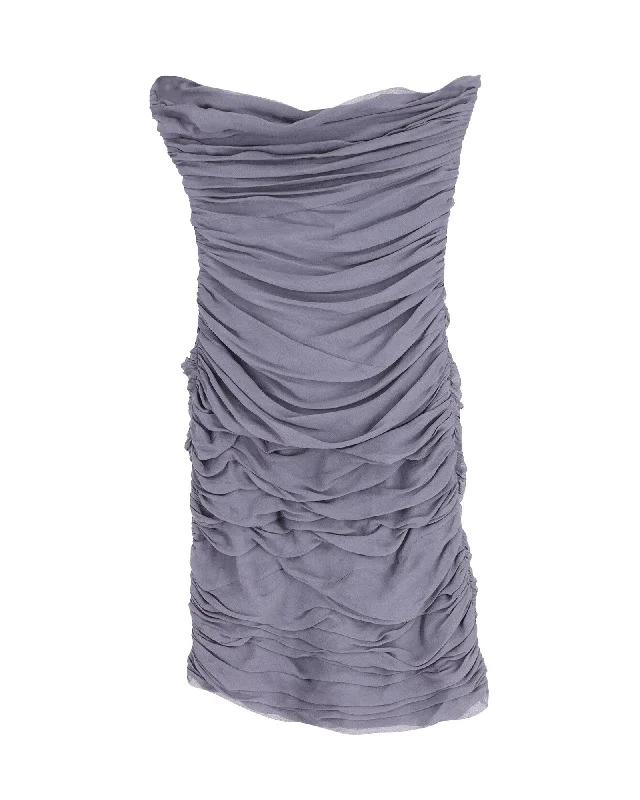 Striped dresses for womenDiane Von Furstenberg Ruched Strapless Mini Dress in Grey Silk