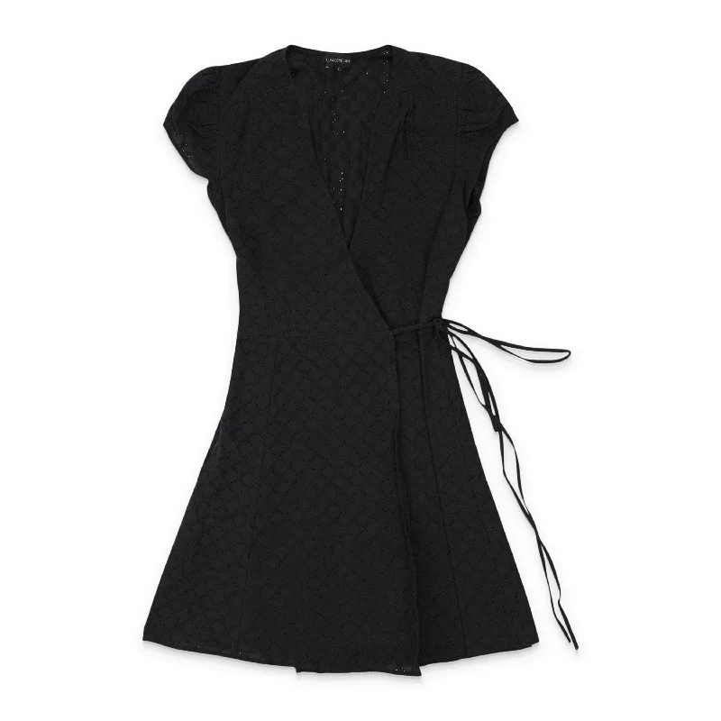 Short-sleeved dresses for womenCALLIPYGIAN WRAP BLACK MINI DRESS