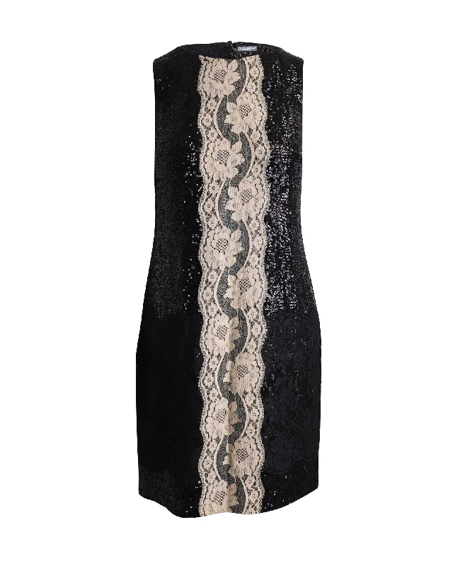 Linen dresses for summerDolce & Gabbana Mini Dress with Lace in Black Sequin