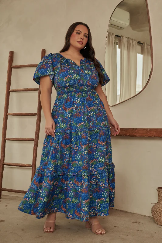 Summer dresses for hot weatherRuya Floral Palmer Poplin Tiered Maxi Dress Curve