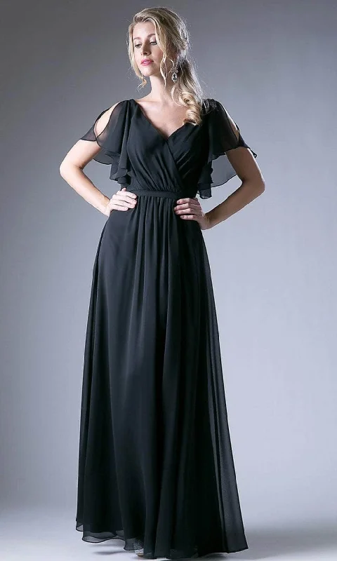 Sweetheart neckline dresses for womenCinderella Divine 13034 - V-Neck Angel Sleeves Evening Dress