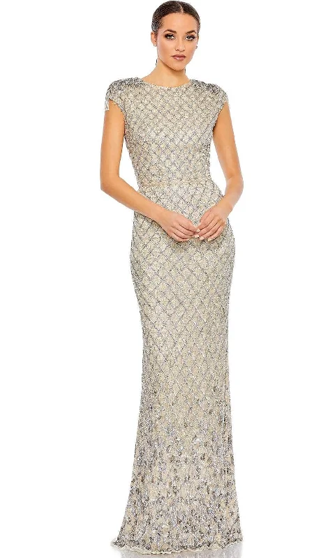 Floral dresses for womenMac Duggal 5642 - Jewel Neck Lattice Evening Gown