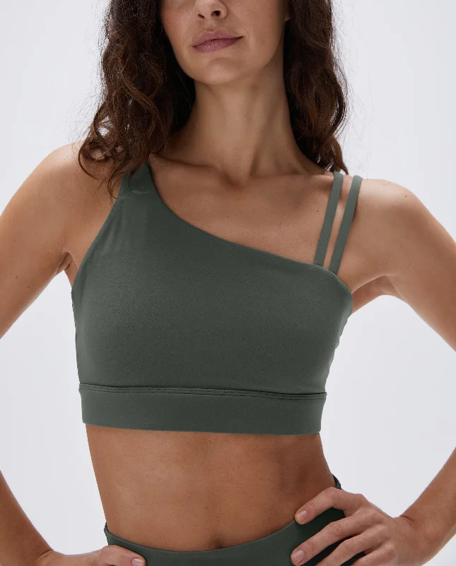 lingerie with sheer panelsUltimate Asymmetric Double Strap Bra - Sea Green