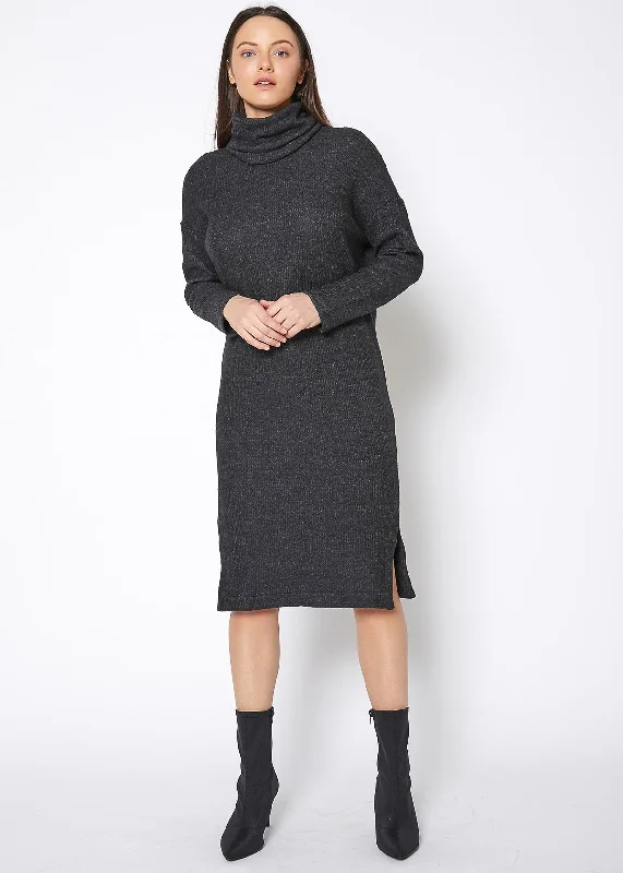 Tight-fitting dresses for womenWomen's Turtle Neck Midi Sweater Dress