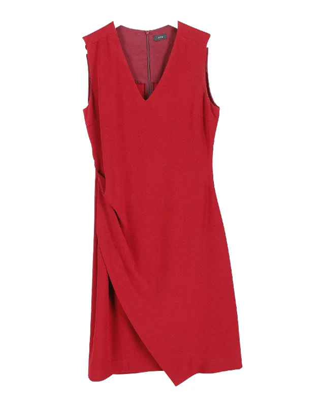 Limited edition dresses for collectorsJoseph Sleeveless Draped Mini Dress in Red Acetate