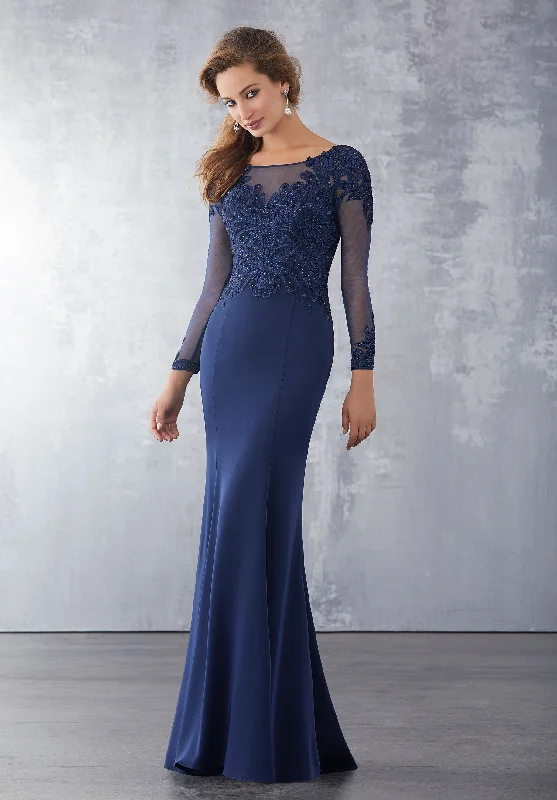 Mother-of-the-bride dressesMGNY By Mori Lee - Long Sleeve Embroidered Trumpet Gown 71723