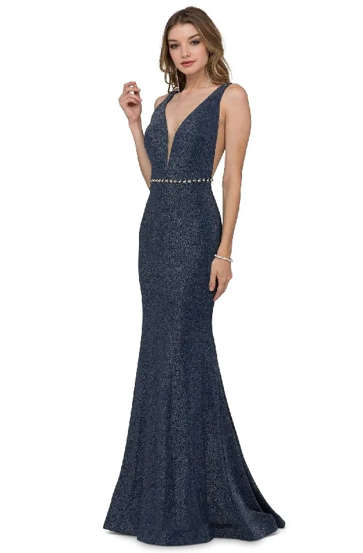 Dancewear dresses for performancesCecilia Couture - 1418 Plunging V Neck and Back Sleeveless Mermaid Gown