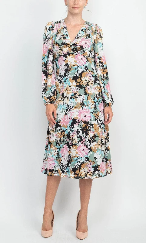 Spring dresses for blossoming stylesLondon Times T6080M - Printed Floral Empire Midi Dress