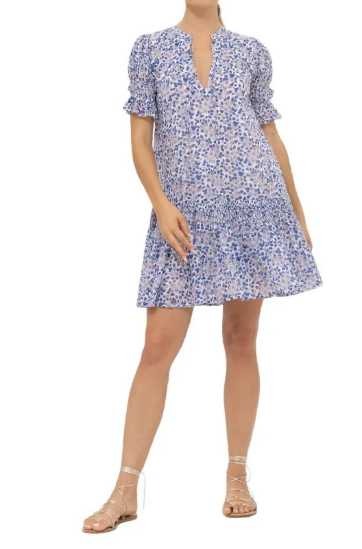 Tall women's dressesSmocked Drop Mini Dress In Portland Blue