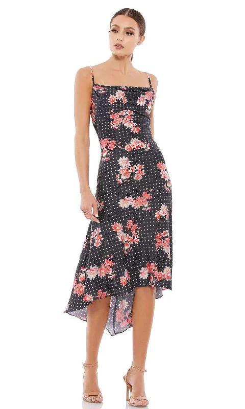 Evening women's dressesIeena Duggal - 55392I Floral Printed Cowl Back Midi Dress