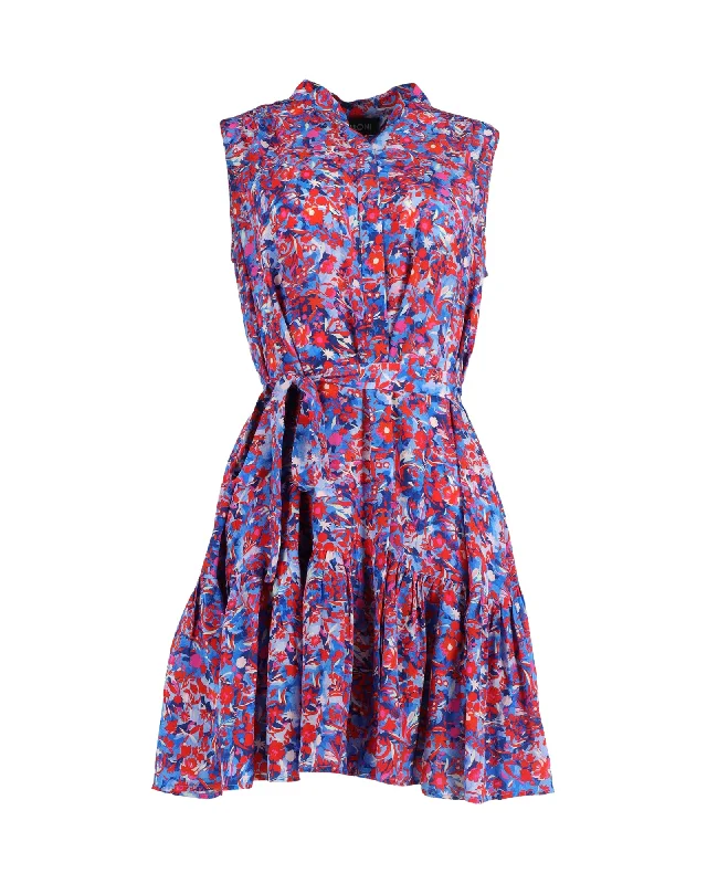 Party dresses for womenSaloni Tilly Belted Sleeveless Mini Dress in Multicolor Silk